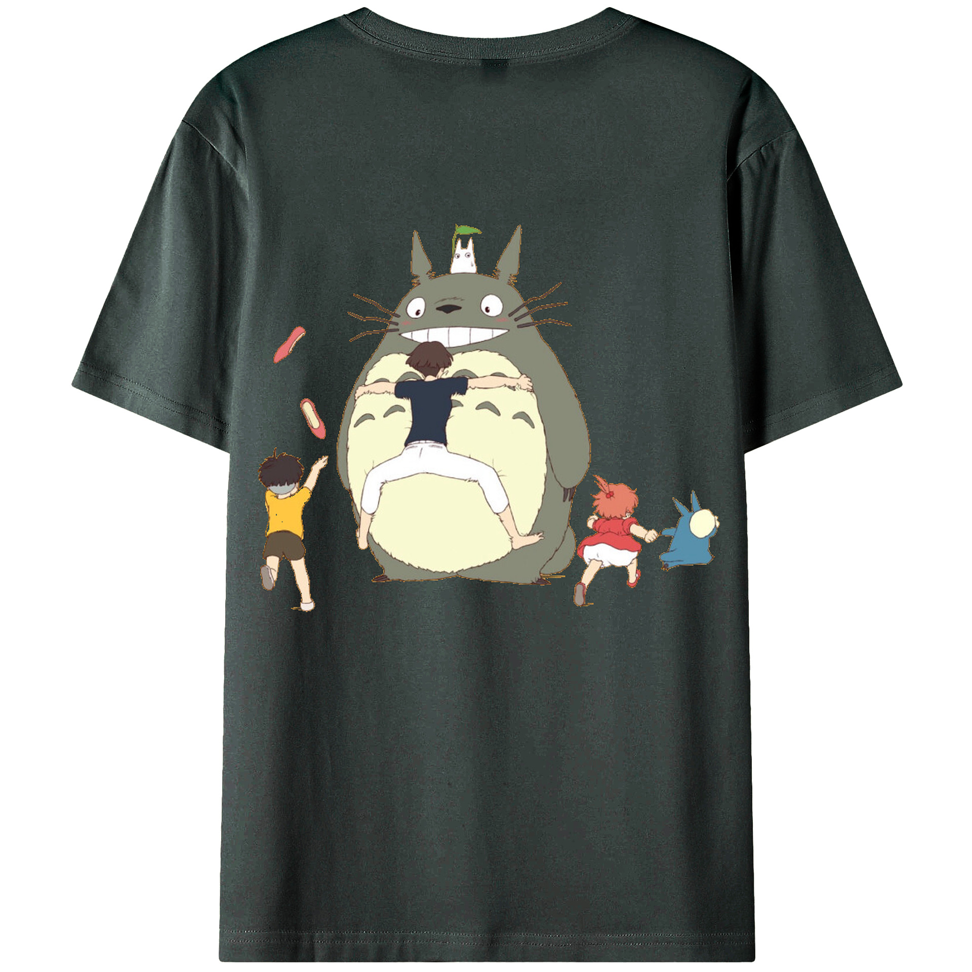 （画像用） となりのトトロ 草壁メイ 草壁サツキ My Neighbor Totoro Satsuki Kusakabe Mei Kusakabe 綿100％ メンズ半袖Tシャツ（バックプリント） 通気性